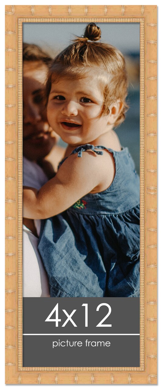 4x12 Modern Bamboo Picture Frame with UV-Resistant Acrylic & Acid Free Backing, Available in 5 Finishes - Gold, Silver, Brown, Black, and Natural